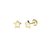 Pendientes Oro Amarillo Estrella Nácar